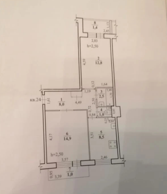 2-комнатная 50.1 м2 в ЖК undefined корпус null этаж 3