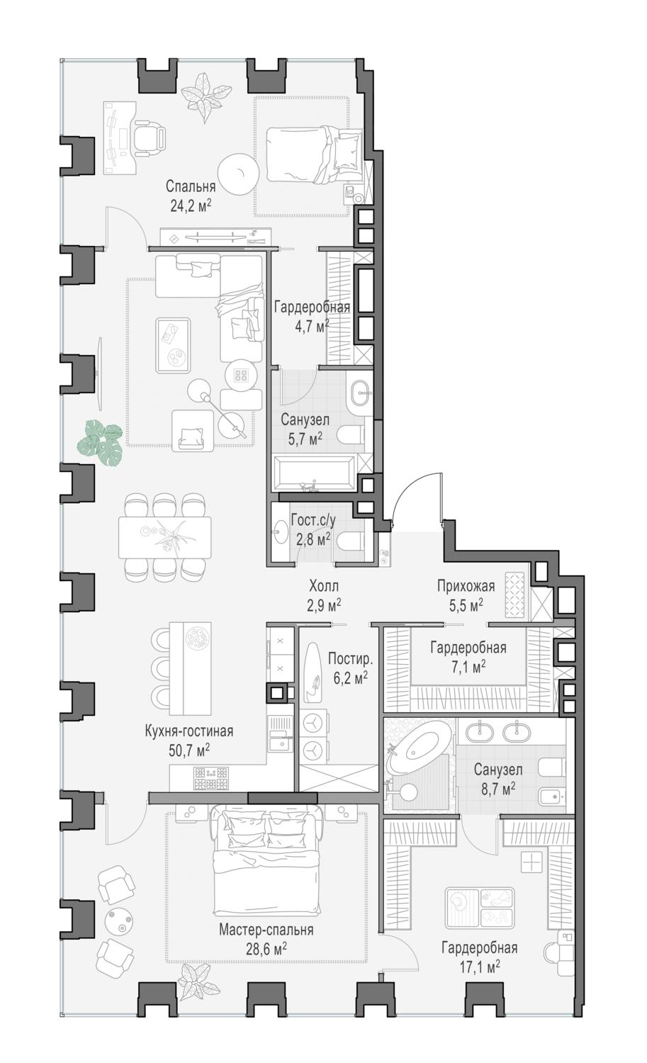6-комнатная 164 м2 в ЖК Роскошный квартал LIFE TIME корпус null этаж 9