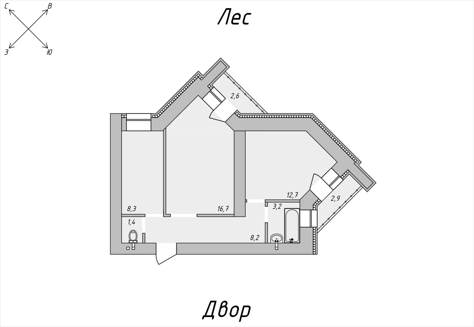 2-комнатная 53.2 м2 в ЖК undefined корпус null этаж 7