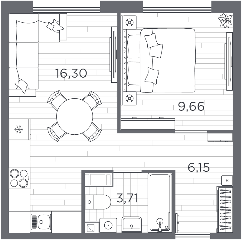 Студия 35 м2 в ЖК PLUS Пулковский корпус null этаж 3
