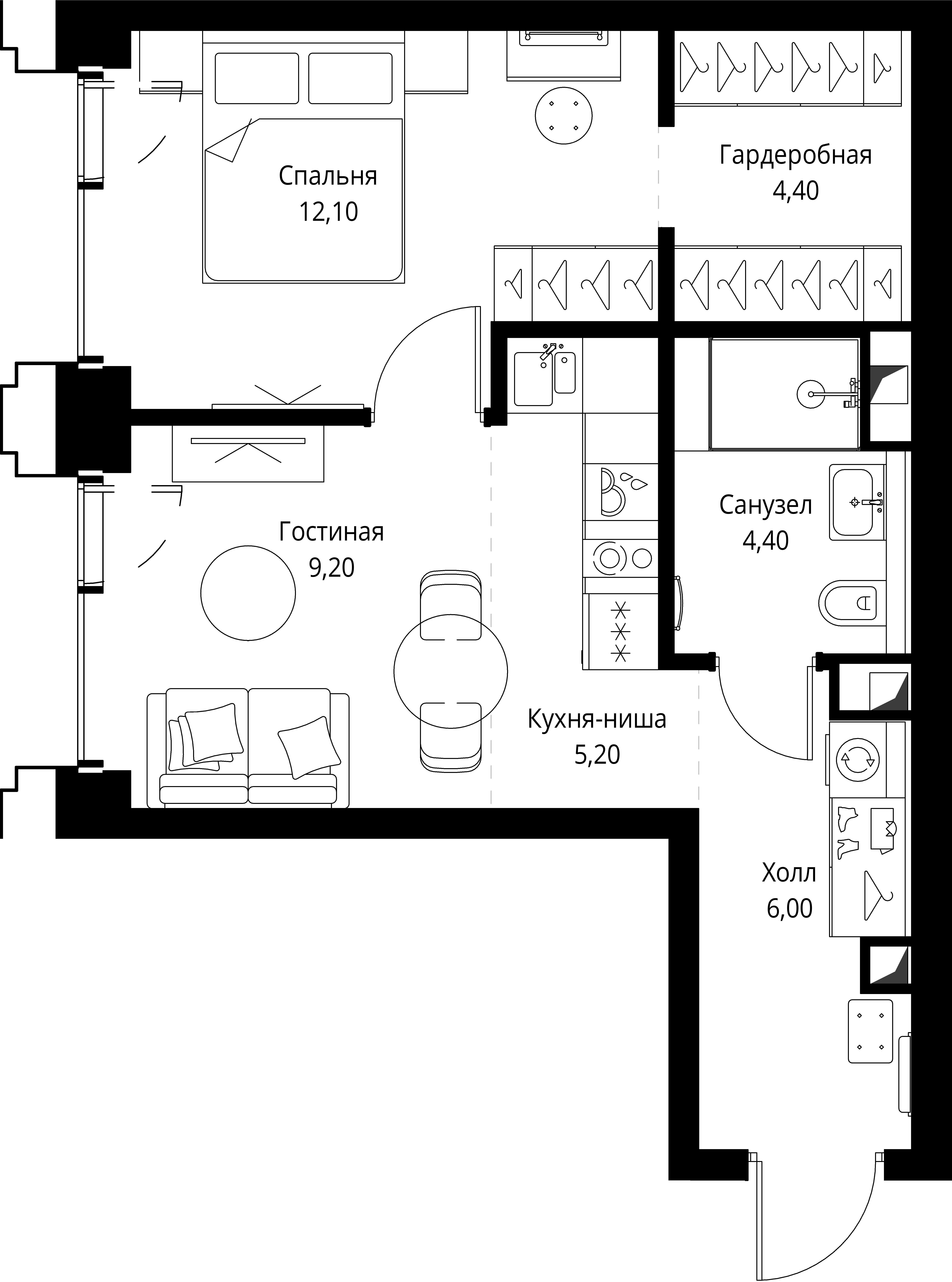 1-комнатная 41 м2 в ЖК СЕТ корпус null этаж 5