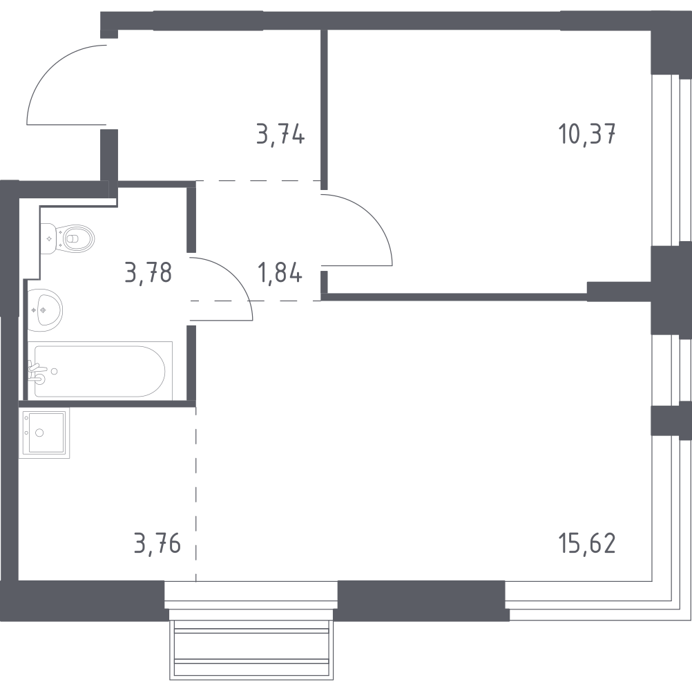 Студия 39 м2 в ЖК Рублёвский Квартал корпус null этаж 7