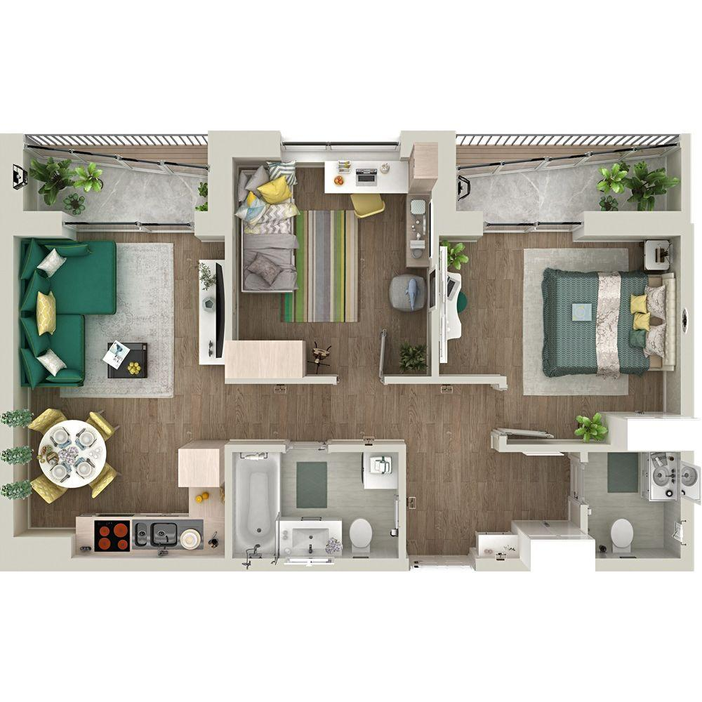 2-комнатная 65 м2 в ЖК Гранд Квартал корпус null этаж 16