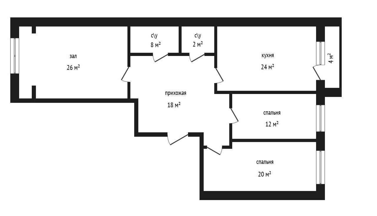 3-комнатная 114 м2 в ЖК undefined корпус null этаж 4