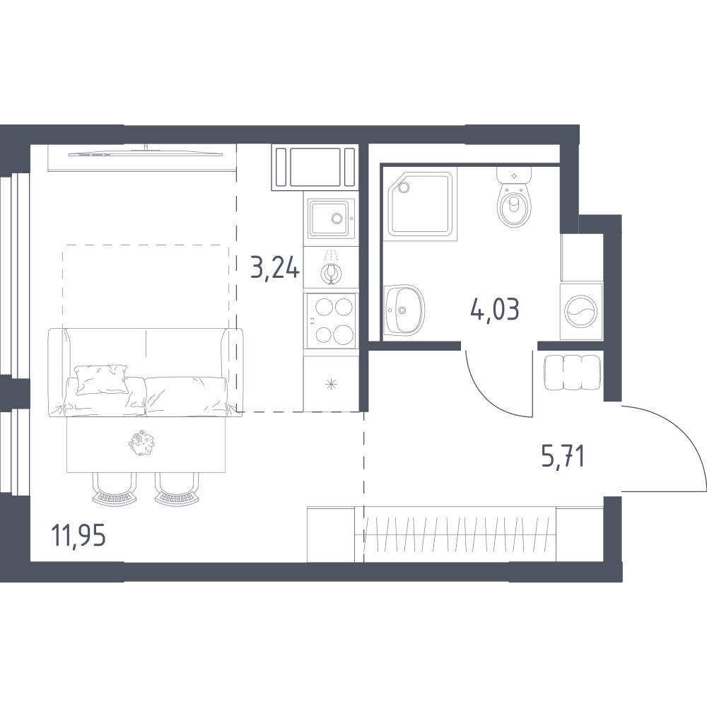 Студия 24 м2 в ЖК Новое Колпино корпус null этаж 6