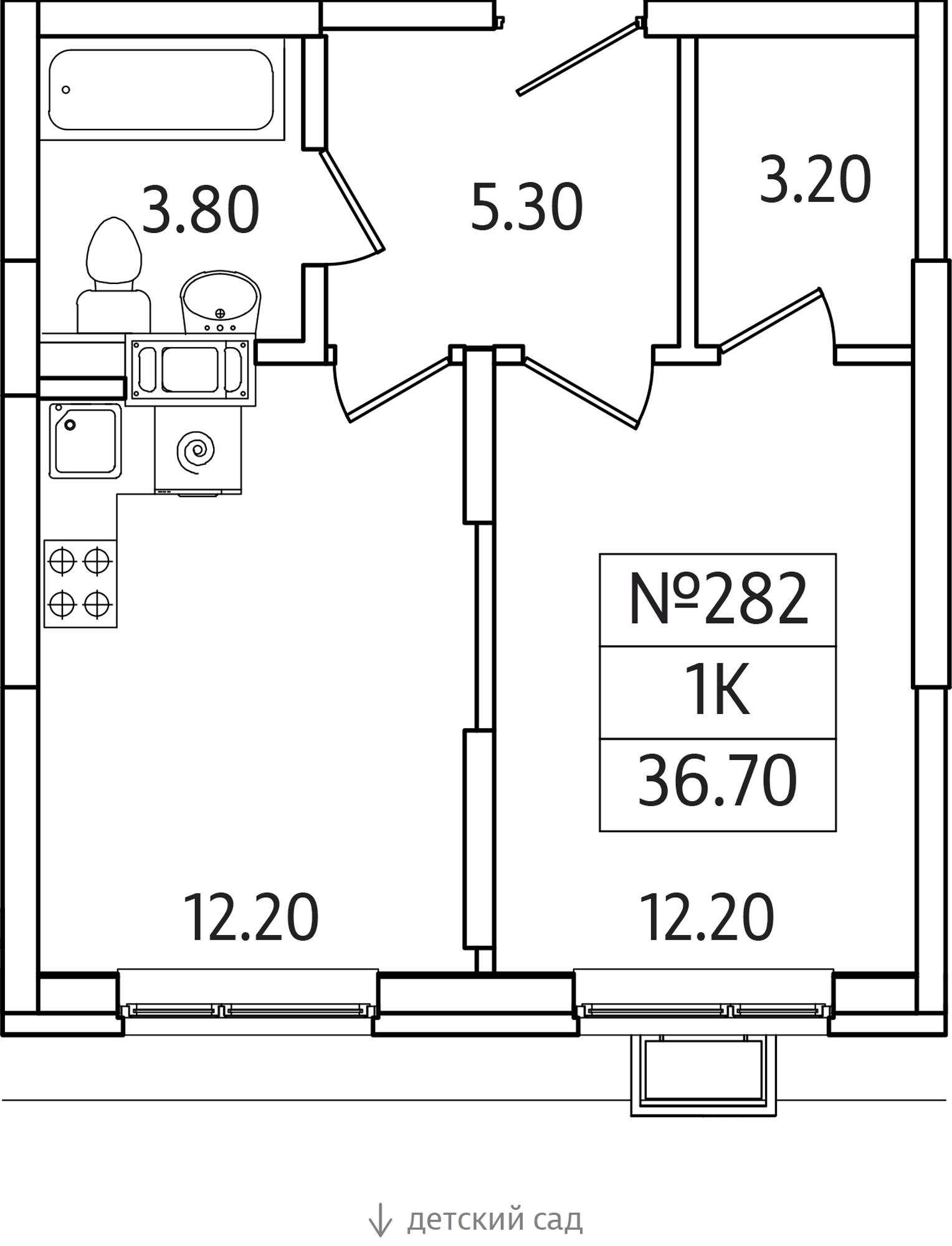 1-комнатная 36 м2 в ЖК Видный Берег-2 корпус null этаж 13