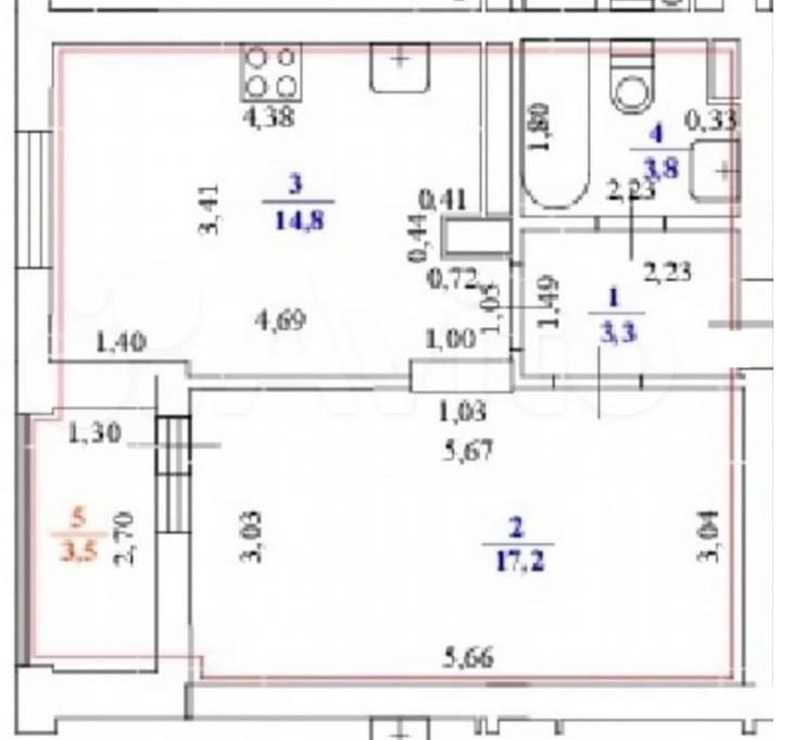1-комнатная 42.6 м2 в ЖК undefined корпус null этаж 16