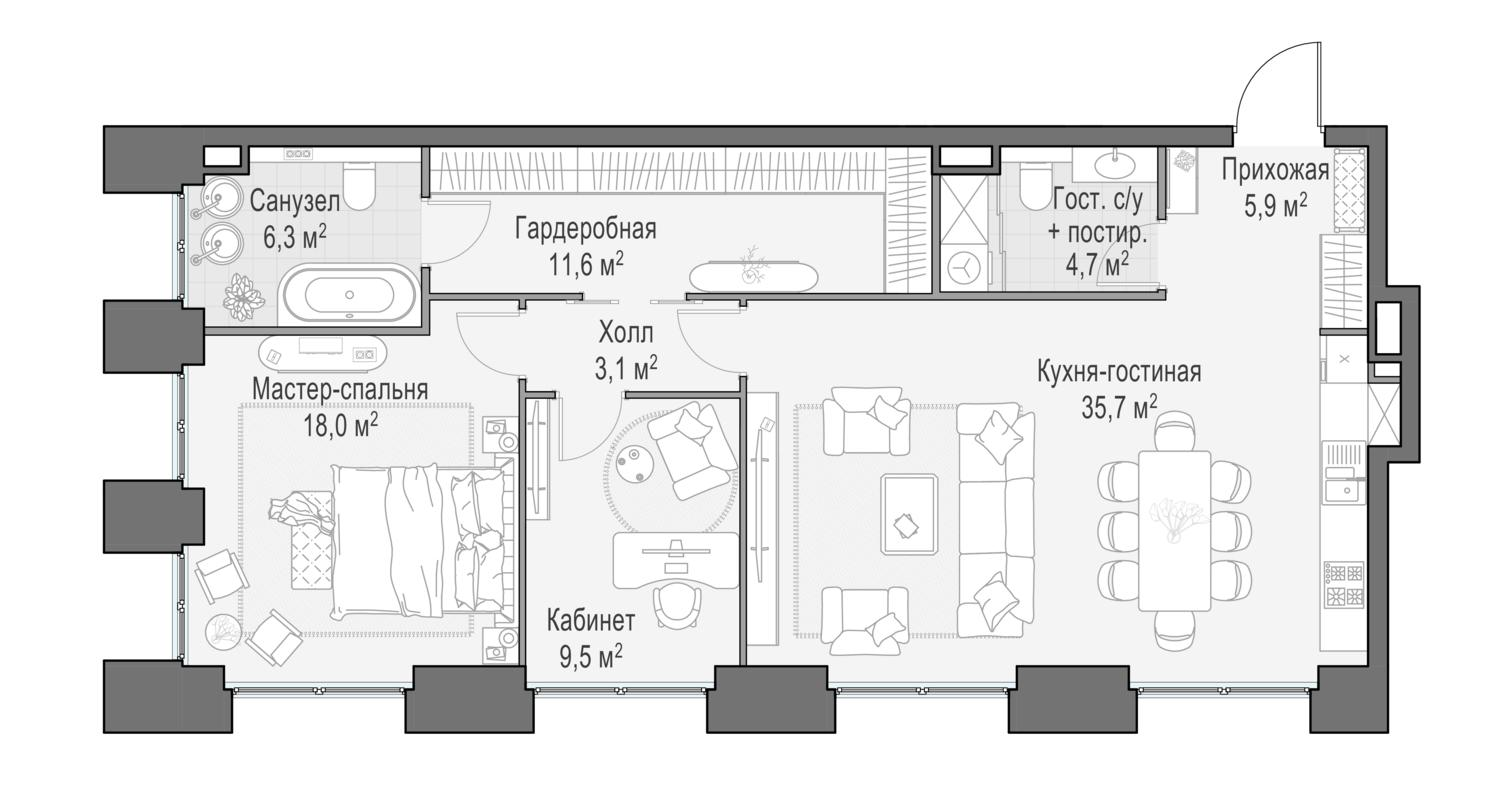3-комнатная 95 м2 в ЖК Роскошный квартал LIFE TIME корпус null этаж 2