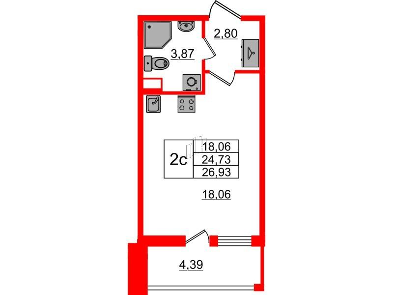 Студия 24 м2 в ЖК Бионика Заповедная корпус null этаж 1