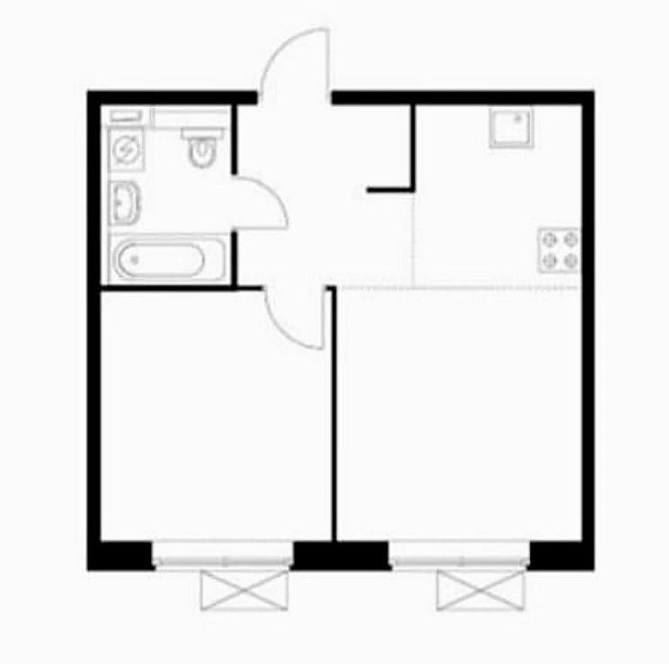 1-комнатная 39.8 м2 в ЖК undefined корпус null этаж 14