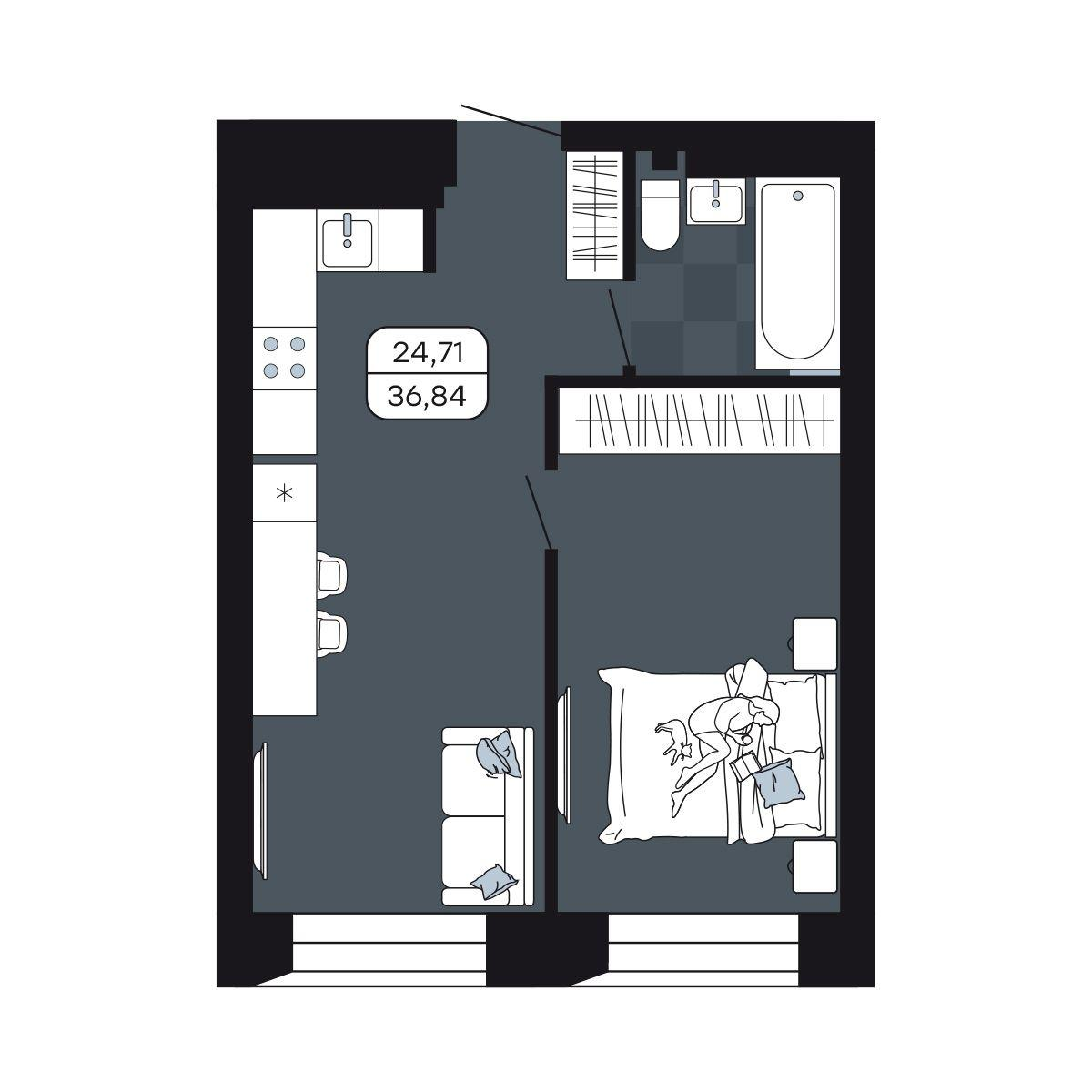 Студия 36 м2 в ЖК Парк Авеню корпус null этаж 8