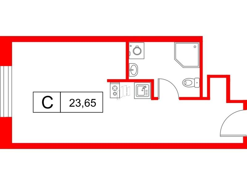 Студия 23 м2 в ЖК Саан корпус null этаж 14