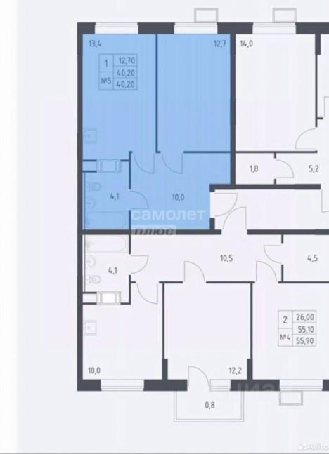 1-комнатная 40.2 м2 в ЖК undefined корпус null этаж 11