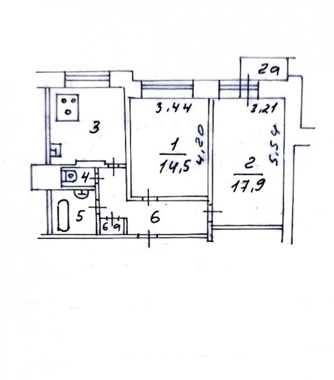 2-комнатная 53.7 м2 в ЖК undefined корпус null этаж 6