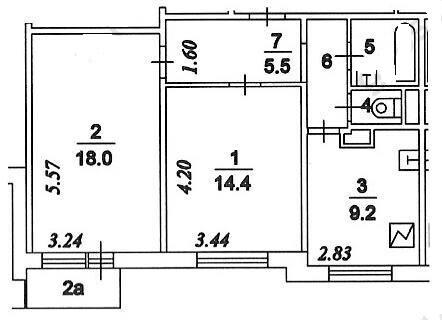 2-комнатная 53.2 м2 в ЖК undefined корпус null этаж 15