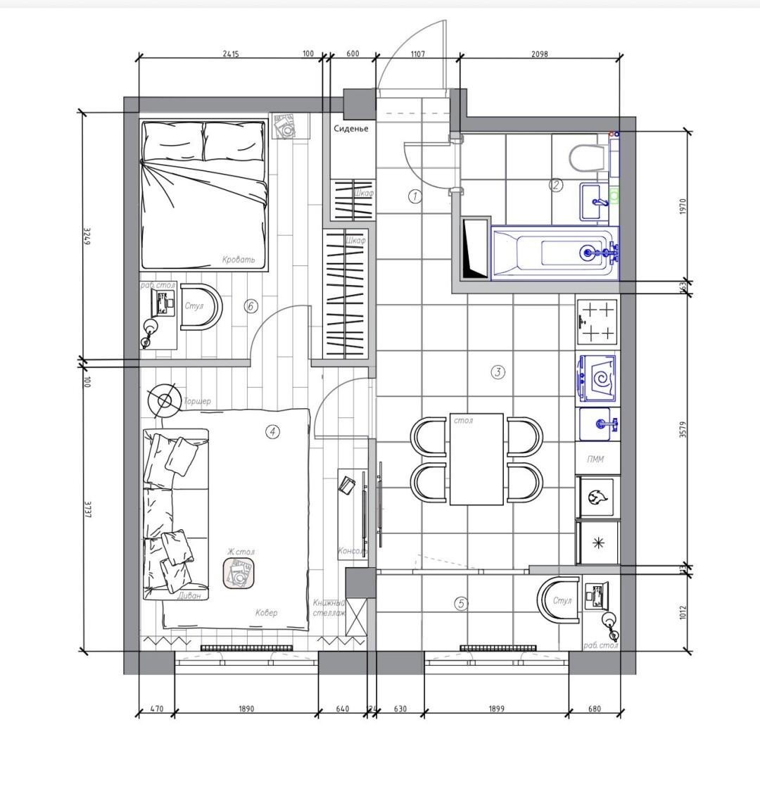 2-комнатная 41 м2 в ЖК undefined корпус null этаж 9