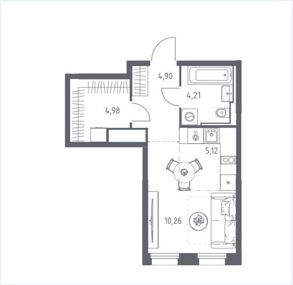 1-комнатная 29.5 м2 в ЖК undefined корпус null этаж 8