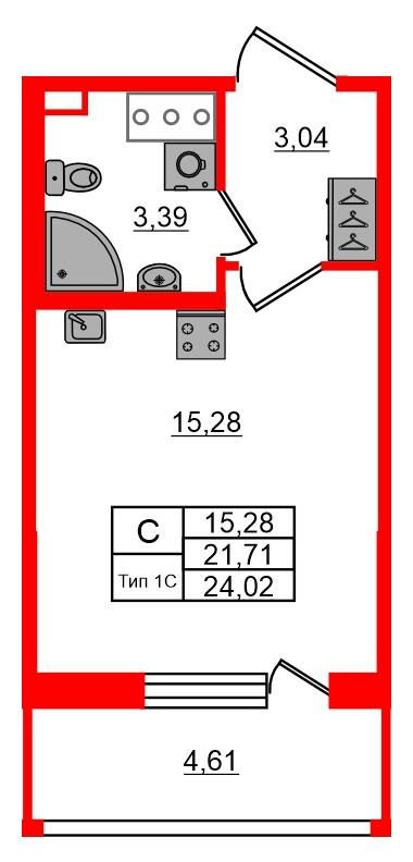 Студия 21 м2 в ЖК Setl Ривьера корпус null этаж 12