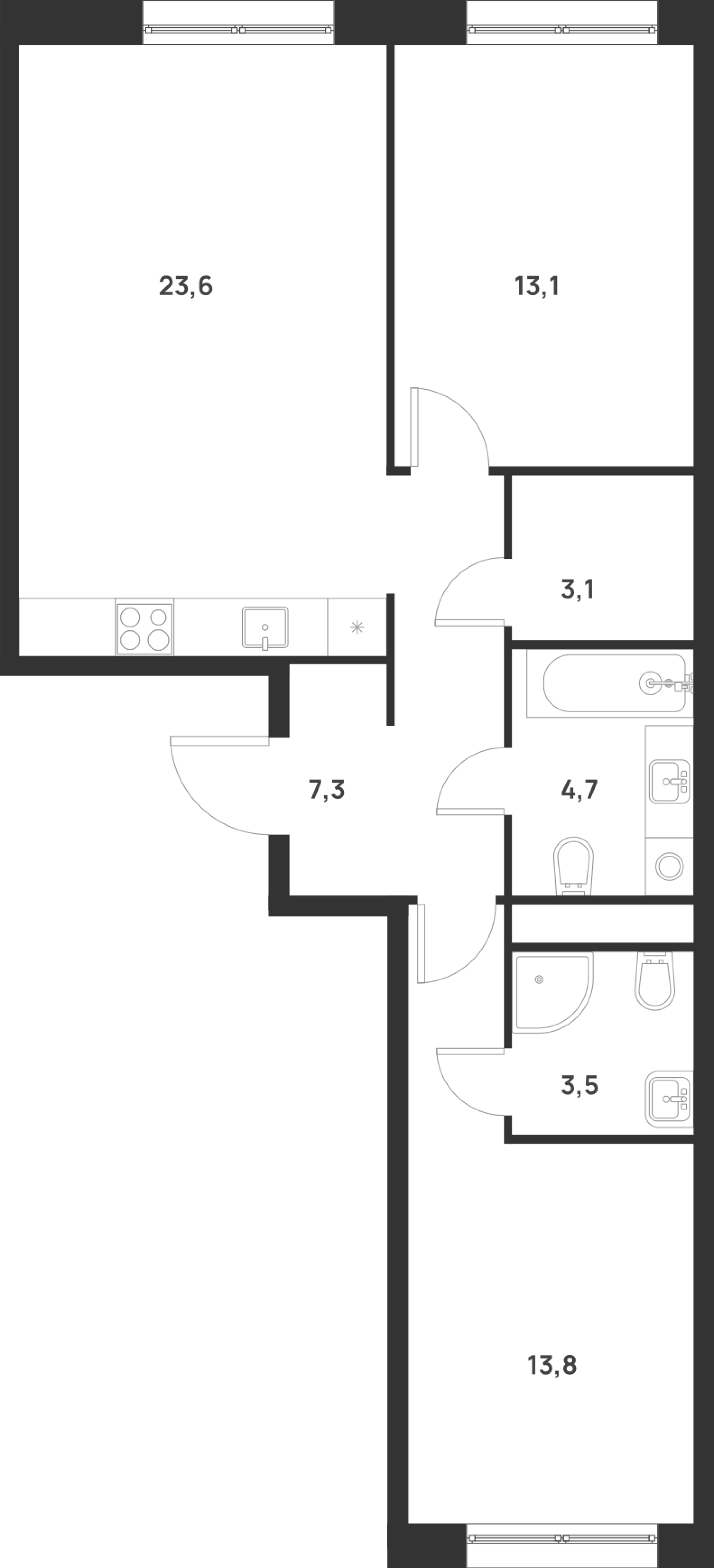 Студия 69 м2 в ЖК Форевиль корпус null этаж 10