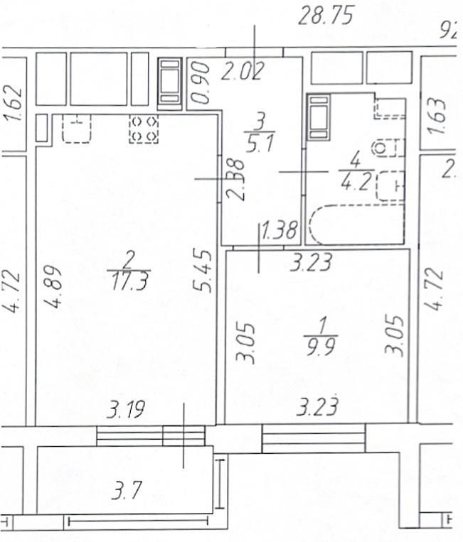 1-комнатная 36.5 м2 в ЖК undefined корпус null этаж 2