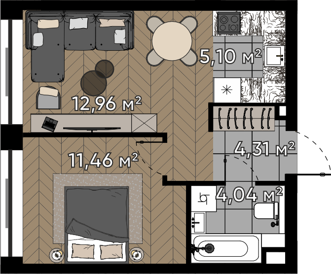 Студия 37 м2 в ЖК Квартал Серебряный бор корпус null этаж 15
