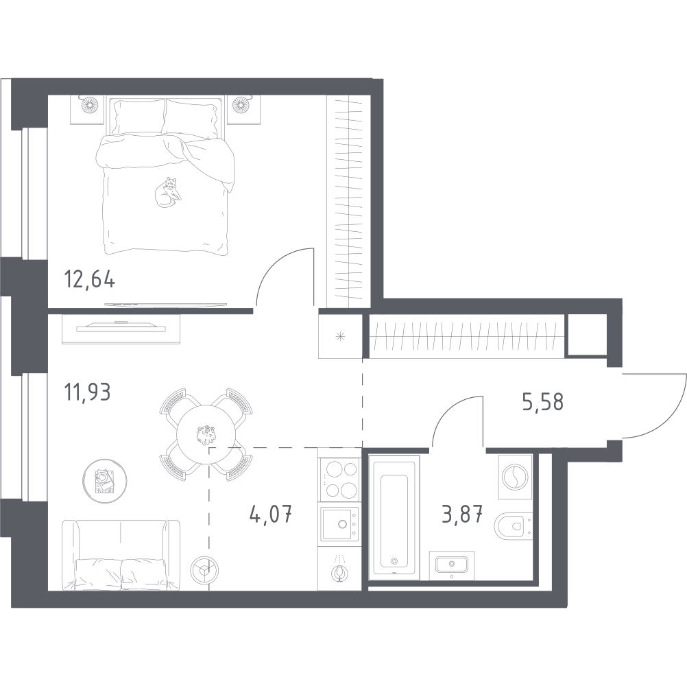 Студия 38 м2 в ЖК Верейская 41 корпус null этаж 9
