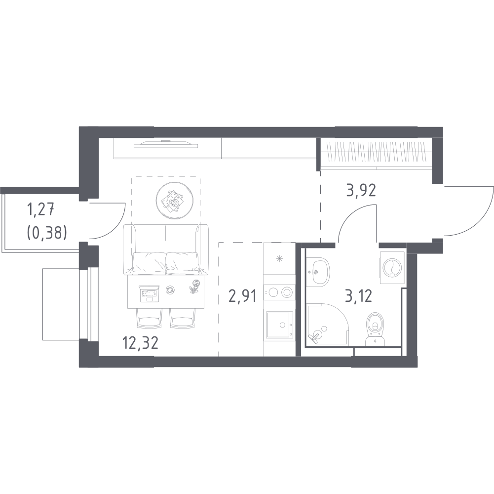 Студия 22 м2 в ЖК Мытищи Парк корпус null этаж 3