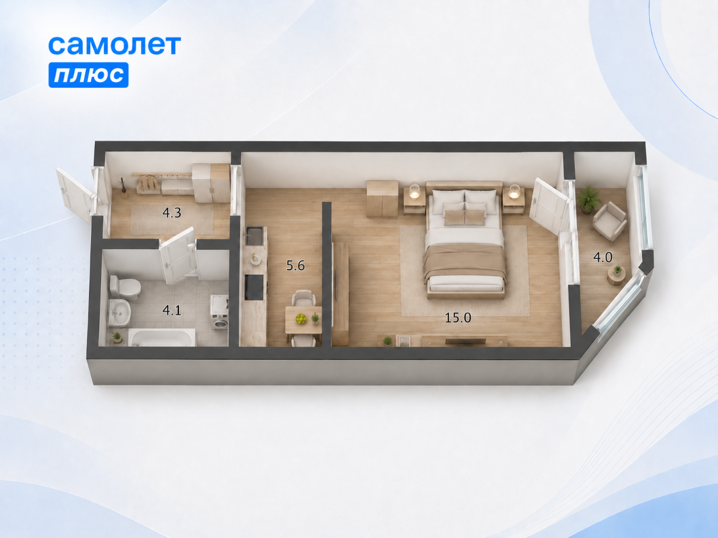 Студия 29.5 м2 в ЖК undefined корпус null этаж 12