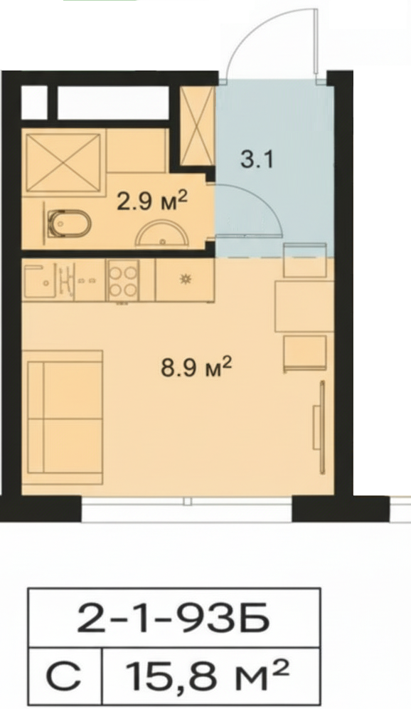 Студия 15.8 м2 в ЖК undefined корпус null этаж 17