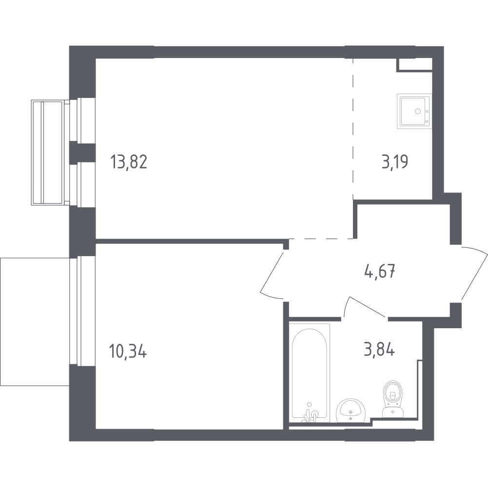 Студия 35 м2 в ЖК Рублёвский Квартал корпус null этаж 3