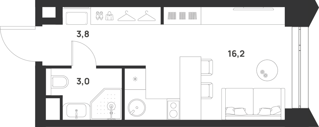 Студия 23 м2 в ЖК Voice Towers корпус null этаж 35