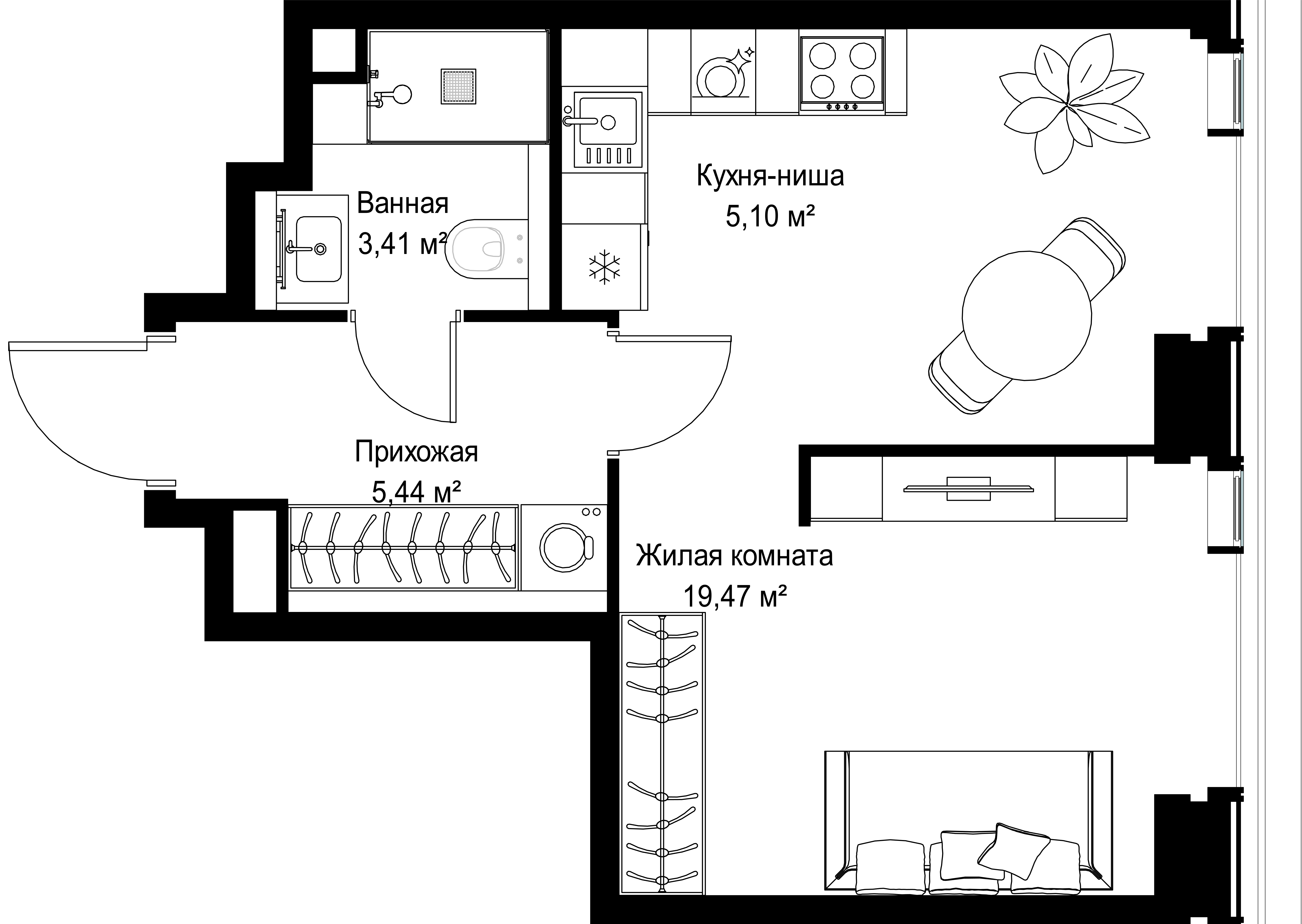 1-комнатная 33 м2 в ЖК СИТИДЗЕН корпус null этаж 6
