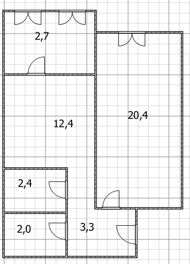 2-комнатная 44.7 м2 в ЖК undefined корпус null этаж 12