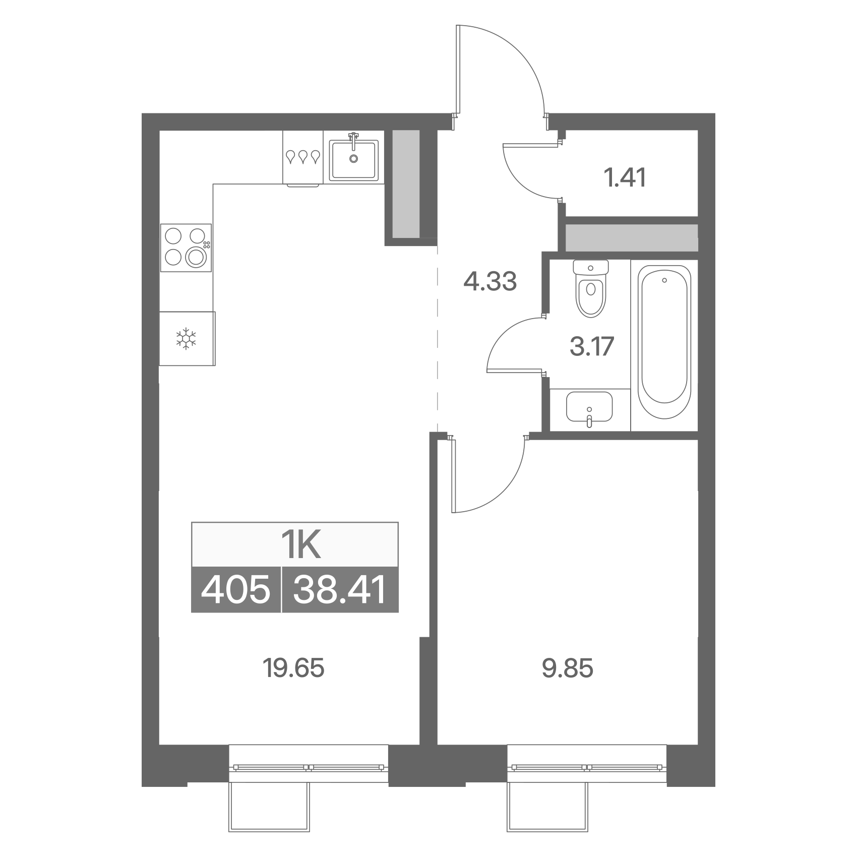 1-комнатная 38 м2 в ЖК Новая Жизнь - Львовская корпус null этаж 11