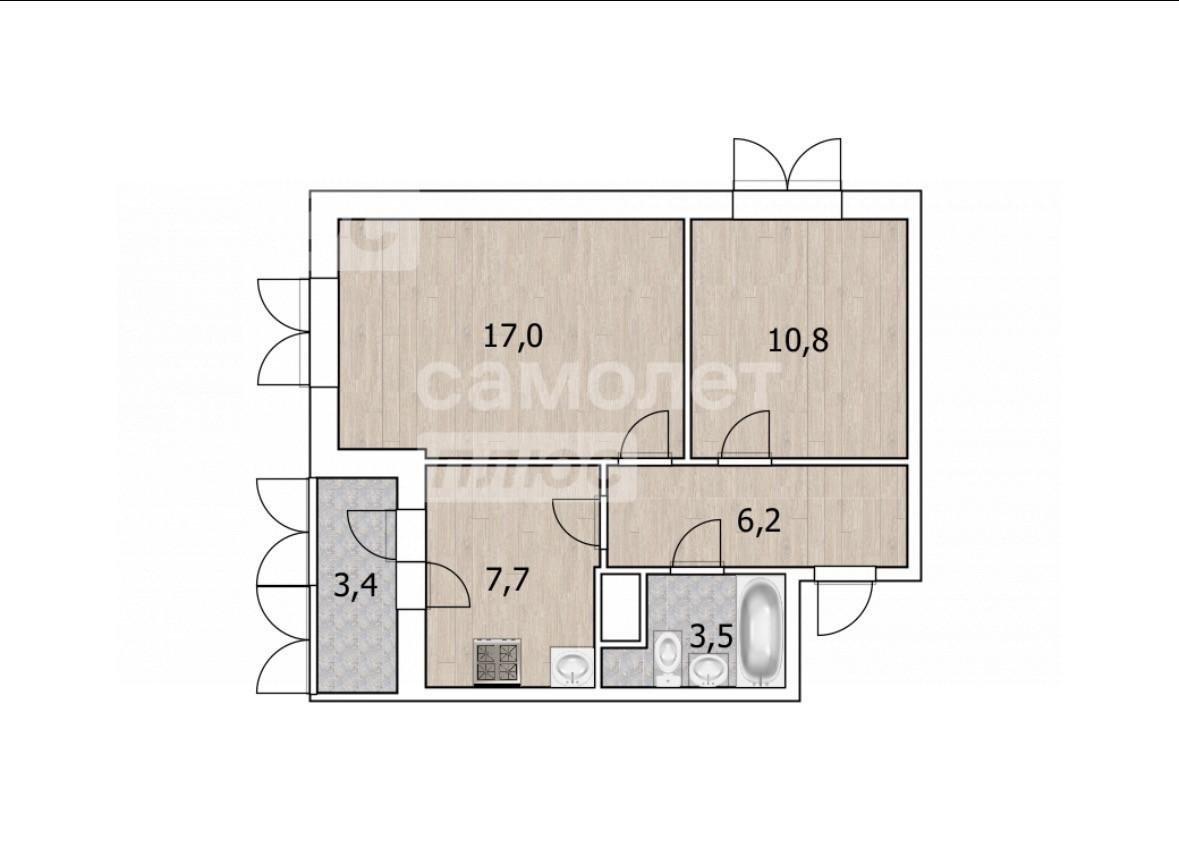 2-комнатная 47 м2 в ЖК undefined корпус null этаж 17