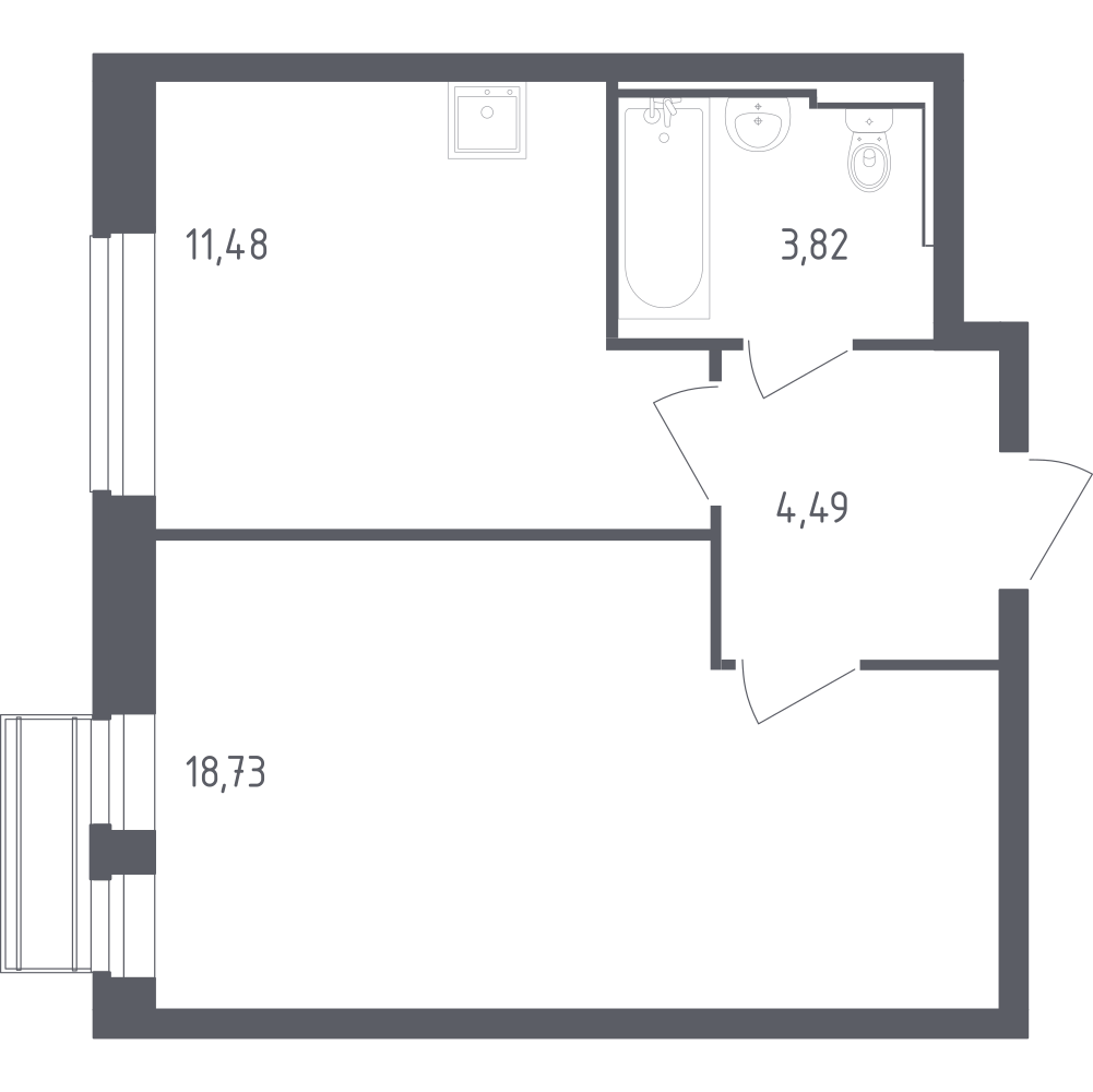 1-комнатная 38 м2 в ЖК Рублёвский Квартал корпус null этаж 3