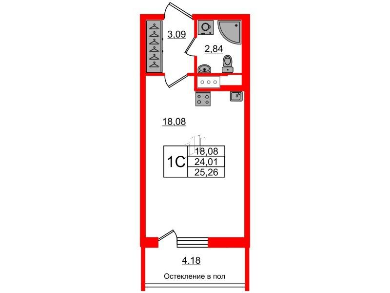 Студия 24 м2 в ЖК Сенат корпус null этаж 10