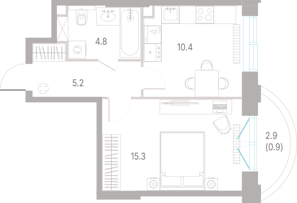 1-комнатная 36 м2 в ЖК КОД Сокольники корпус null этаж 10