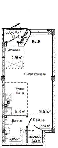 1-комнатная 32 м2 в ЖК Лесная сказка корпус null этаж 1