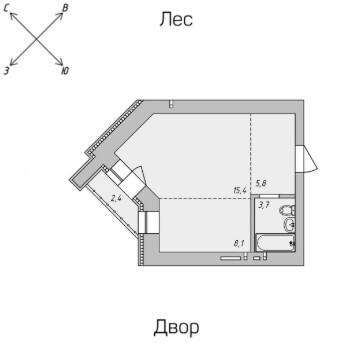 1-комнатная 35.6 м2 в ЖК undefined корпус null этаж 9