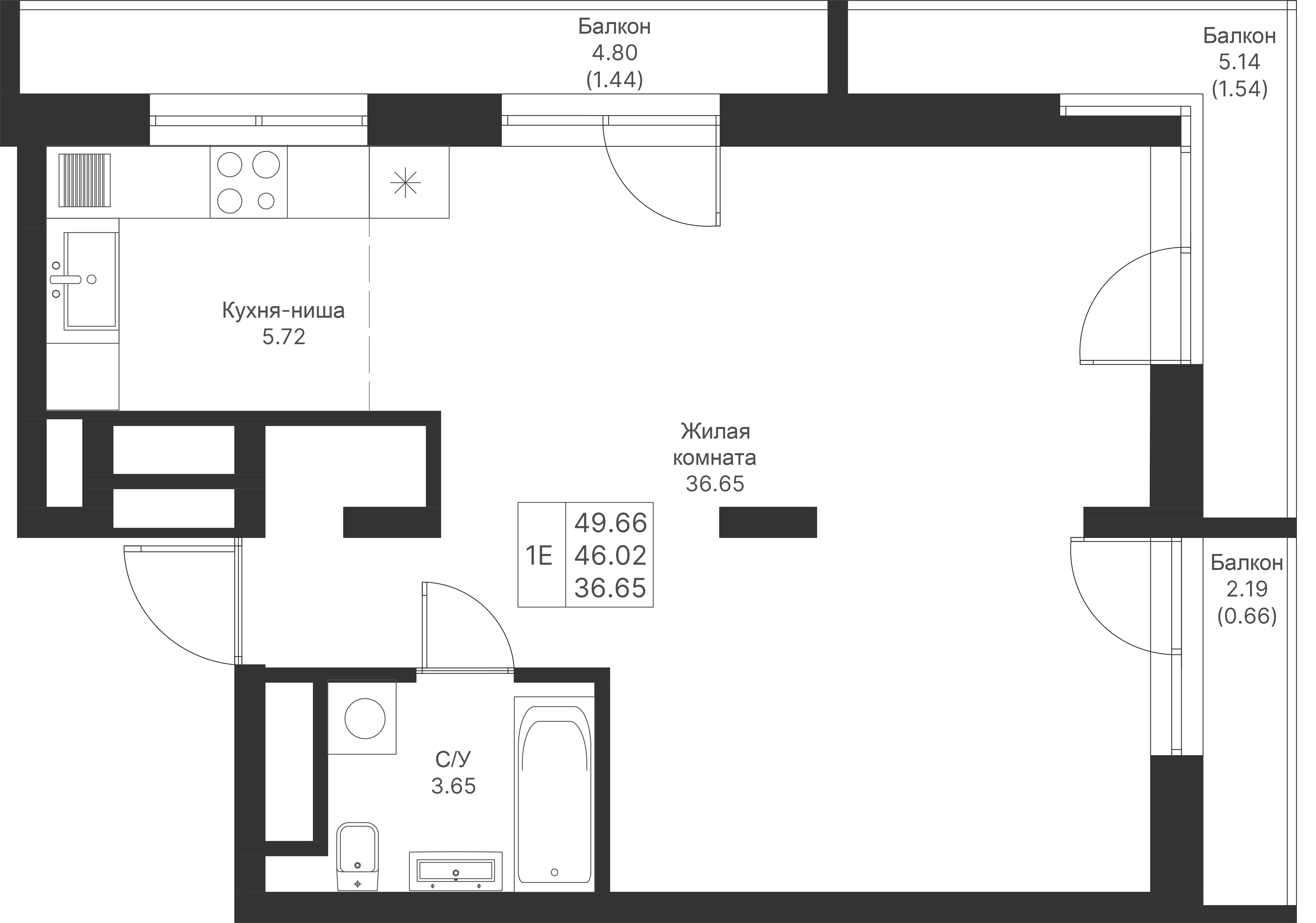Студия 49 м2 в ЖК Мой Ритм корпус null этаж 15