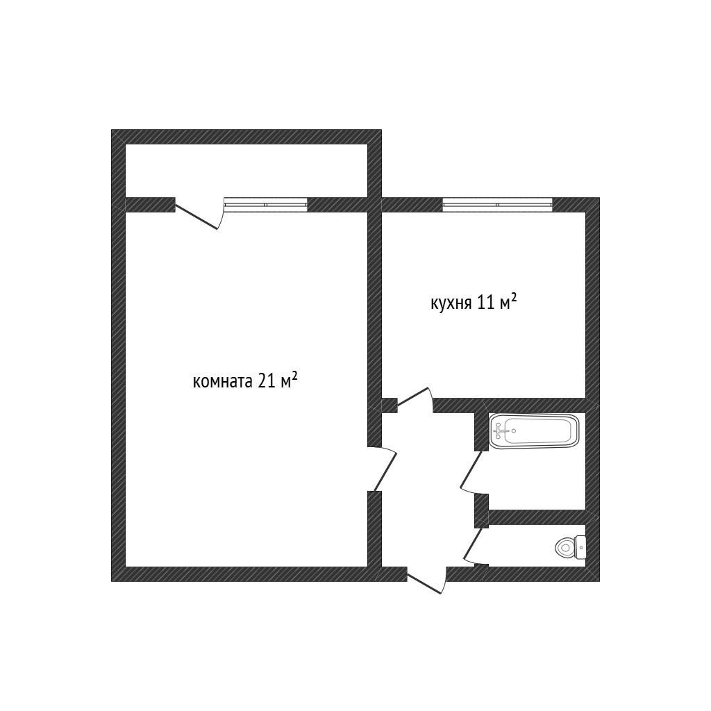 1-комнатная 43 м2 в ЖК undefined корпус null этаж 5