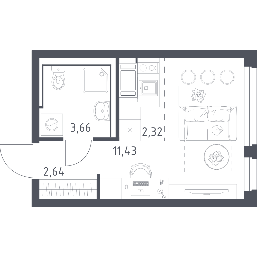 Студия 20 м2 в ЖК Новое Колпино корпус null этаж 3