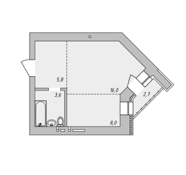 1-комнатная 34.8 м2 в ЖК undefined корпус null этаж 6