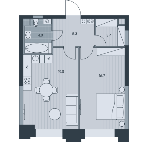 2-комнатная 48 м2 в ЖК Ever корпус null этаж 19