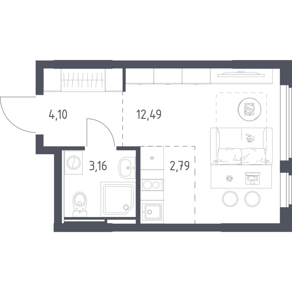 Студия 22 м2 в ЖК Остафьево корпус null этаж 7