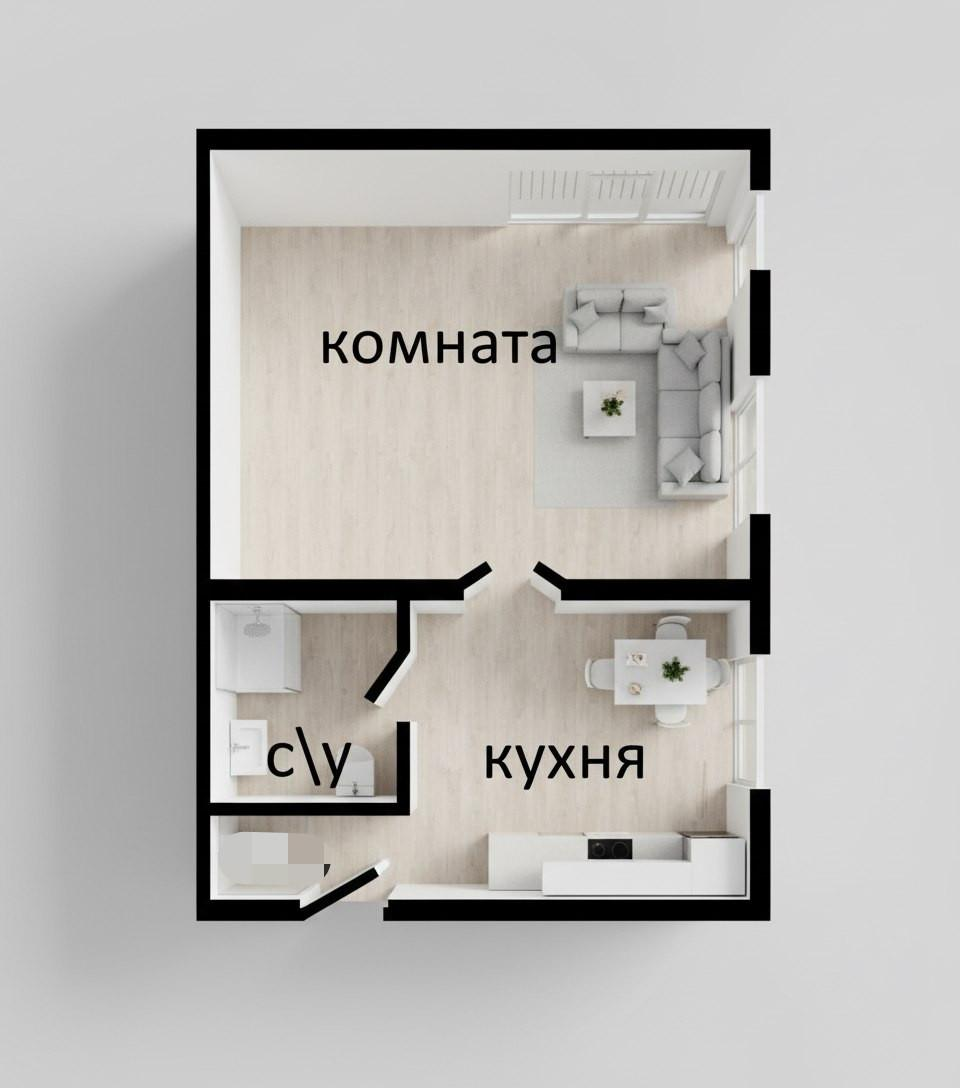 1-комнатная 31.5 м2 в ЖК undefined корпус null этаж 2