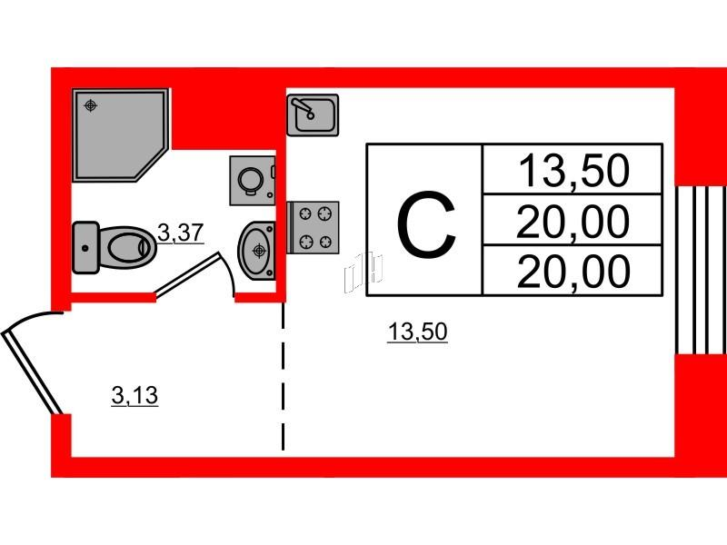 Студия 20 м2 в ЖК ID Polytech корпус null этаж 3
