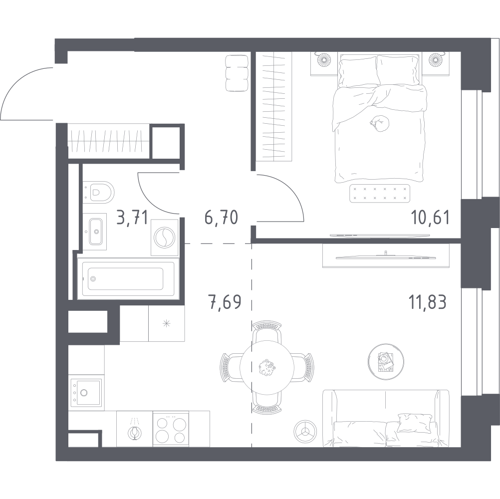 Студия 40 м2 в ЖК Верейская 41 корпус null этаж 10