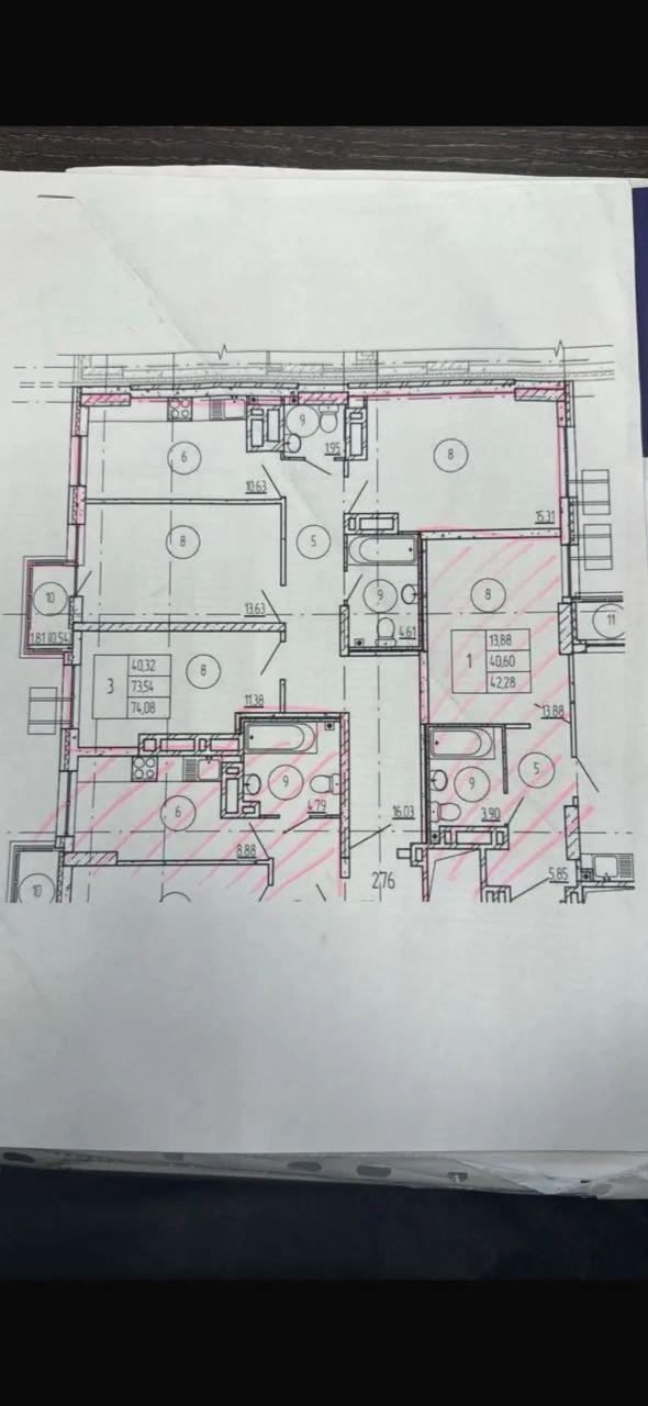 3-комнатная 73.6 м2 в ЖК undefined корпус null этаж 25